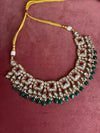 ZIYANA Ruby green necklace set in high quality kundan,Indian Pakistani wedding bridal jewellery, Maangtika included
