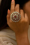 RIDA Ruby red kundan ring ,adjustable Indian ethnic ring, Indian Pakistani bridal jewelry, adjustable kundan ring