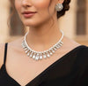 CALISTA white pearl necklace in clear stones, American Diamond High Quality Choker set wedding jewelry,colourless stones necklace with studs