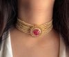 ADYA Ruby colour Kundan choker with studs earrings , indian wedding jewellery, punjabi pakistani jewelry, pearl choker set