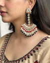 ZUNEIRA Black Red Gold Tone Royal Kundan Chandbali/ Indian dangler Earrings,Pakistani Wedding Jewelry/ bollywood kundan danglers