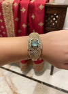 RANIA mint green bracelet in antique golden polish,cz zircon openable adjustable bracelet,American diamond mint green bangle bracelet