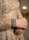 RANIA mint green bracelet in antique golden polish,cz zircon openable adjustable bracelet,American diamond mint green bangle bracelet