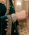 RANIA Clear stones bracelet in antique golden polish,cz zircon openable adjustable bracelet,American diamond colourless bangle bracelet