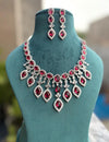 MANYA red colour stylish necklace Set in American Diamond Classy high quality cz zircon jewelry, prom,gala dinner bridal jewellery