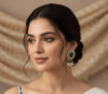 NIYA Sabyasachi inspired green kundan choker with Earrings, Indian Pakistani traditional wedding jewelry, green colour necklace set