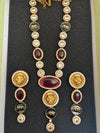 URVI Sabyasachi inspired Red Victorian style kundan necklace set,Indian Bridal jewelry, cz kundan Victorian golden polish