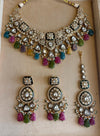 ZAINAA Premium quality Navratan Moissanite and kundan Necklace set , multicoloured navratna jewelry, Indian Pakistani wedding bridal jewelry