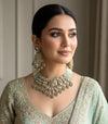 KASHMIRA mint colour Premium quality Moissanite and kundan Necklace set, Indian Pakistani wedding bridal jewelry,uncut polki festive jewelry