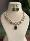 REEVA Emerald green Premium quality Moissanite and kundan zircon Necklace set ,indian Pakistani wedding bridal uncut diamond jewelry