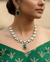 REEVA Emerald green Premium quality Moissanite and kundan zircon Necklace set ,indian Pakistani wedding bridal uncut diamond jewelry