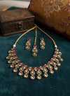 ARSHIA Ruby colour Premium quality Moissanite and kundan Necklace set, Indian Pakistani wedding bridal jewelry,maangtika included