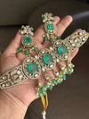 TANISHI Mint green Doublet Stone kundan Necklace choker Set  Earrings,moissanite kundan Indian Pakistani wedding bridal  jewelry