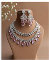 Tara Sutaria inspired Pink American diamond necklace set bollywood jewelry,Indian Jewelry Pakistani Wedding jewellery Cz Zircon