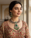 JODHA Sabyasachi inspired green ruby choker set, polki kundan necklace set in doublet stone,Ethnic Indian Bridal wedding jewelry