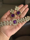 VRINDA Purple Victorian style Sabyasachi kundan choker set in high quality doublet stone,Indian Pakistani bridal wedding amethyst jewelery