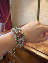 MYRA multicoloured stones openable bracelet in antique golden polish
