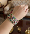 MYRA multicoloured stones openable bracelet in antique golden polish