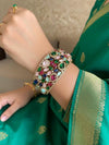 MYRA multicoloured stones openable bracelet in antique golden polish