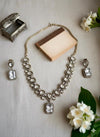 REEVA Clear stones Premium quality Moissanite and kundan cz Necklace set ,indian Pakistani wedding bridal colourless jewelry
