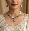 REEVA Clear stones Premium quality Moissanite and kundan cz Necklace set ,indian Pakistani wedding bridal colourless jewelry