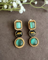 VIYA Sabyasachi inspired mint green earrings, Indian fusion earrings in mint green colour, indo western jewelry