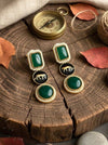 VIYA Sabyasachi inspired green colour earrings, Indian fusion earrings in green colour, indo western jewelry