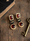 VIYA Sabyasachi inspired deep red colour earrings, Indian fusion earrings in red colour, indo western jewelry