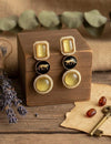 VIYA Sabyasachi inspired deep yellow colour earrings, Indian fusion earrings in yellow colour, indo western jewelry