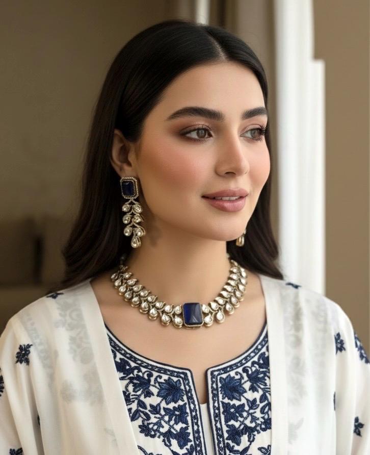 SHIRIN High quality Ruby red cz kundan polki necklace set ,Indian Pakistani bridal jewelry, Victorian style ruby red necklace and earrings