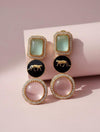 VIYA Sabyasachi inspired mint pink  earrings, Indian fusion earrings in mint pink colour, indo western jewelry