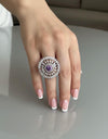 EMMA Purple cocktail ring ,adjustable American diamond ring ,high quality cz zircon amethyst jewelry