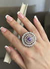 EMMA Purple cocktail ring ,adjustable American diamond ring ,high quality cz zircon amethyst jewelry