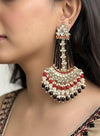 ZUNEIRA Black Red Gold Tone Royal Kundan Chandbali/ Indian dangler Earrings,Pakistani Wedding Jewelry/ bollywood kundan danglers