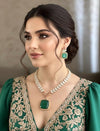 ARLEENA Victorian style Emerald green Doublet Stone Necklace Set in golden polish,cz zircon Indian Pakistani wedding bridal jewelry