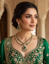 TARINI Emerald green cz polki doublet stone necklace set,Indian Pakistani green colour kundan wedding bridal jewelery