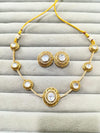 KYNA clear stones kundan lightweight necklace with studs, Matt gold finish Indian ethnic jewelry