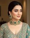 MAISHA mint green kundan cz choker necklace set in doublet stone,  Indian  pakistani bridal jewelry, moissanite jewelry in mint green colour