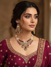 SITARA Ruby colour Premium quality Moissanite and kundan Necklace set, Indian Pakistani wedding bridal jewelry, uncut polki festive jewelry