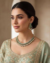 KALA High quality Mint necklace set in Polki diamond ,cz Kundan Necklace and earrings ,Indian Pakistani bridal jewelry