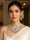 KASHIKA Ruby stones necklace earrings in American Diamond, high quality cz zircon jewelry,prom,gala dinner ruby colour jewellery set