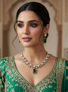 REEVA Emerald green Premium quality Moissanite and kundan zircon Necklace set ,indian Pakistani wedding bridal uncut diamond jewelry