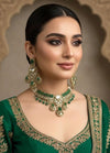 SITARA Emerald green Premium quality Moissanite and kundan Necklace set,Indian Pakistani wedding bridal jewelry, uncut polki festive jewelry