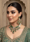 SITARA Emerald green Premium quality Moissanite and kundan Necklace set,Indian Pakistani wedding bridal jewelry, uncut polki festive jewelry