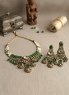 SITARA Emerald green Premium quality Moissanite and kundan Necklace set,Indian Pakistani wedding bridal jewelry, uncut polki festive jewelry