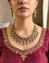 ARSHIA Ruby colour Premium quality Moissanite and kundan Necklace set, Indian Pakistani wedding bridal jewelry,maangtika included