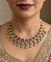 ARSHIA Ruby colour Premium quality Moissanite and kundan Necklace set, Indian Pakistani wedding bridal jewelry,maangtika included