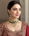 ARSHEYA Premium quality Ruby red and green Doublet Stone polki kundan choker Necklace Set ,Statement wedding bridal jewelry