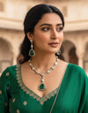 HIBA Emerald green doublet stone Necklace Set in Victorian Style