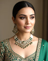 KASHMIRA Green Premium quality Moissanite and kundan Necklace set, Indian Pakistani wedding bridal jewelry uncut polki festive jewelry